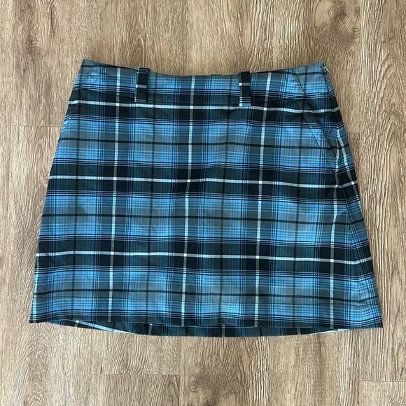 Nike Golf Dri Fit Blue & Black Plaid Skort Size 10 - Picture 1 of 8